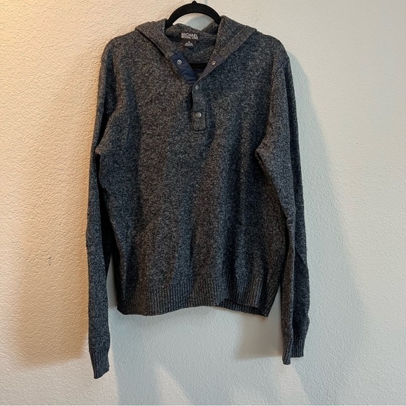Women’s Michael Kors blue wool blend long sleeve hooded pullover sweater size XL - Picture 1 of 4